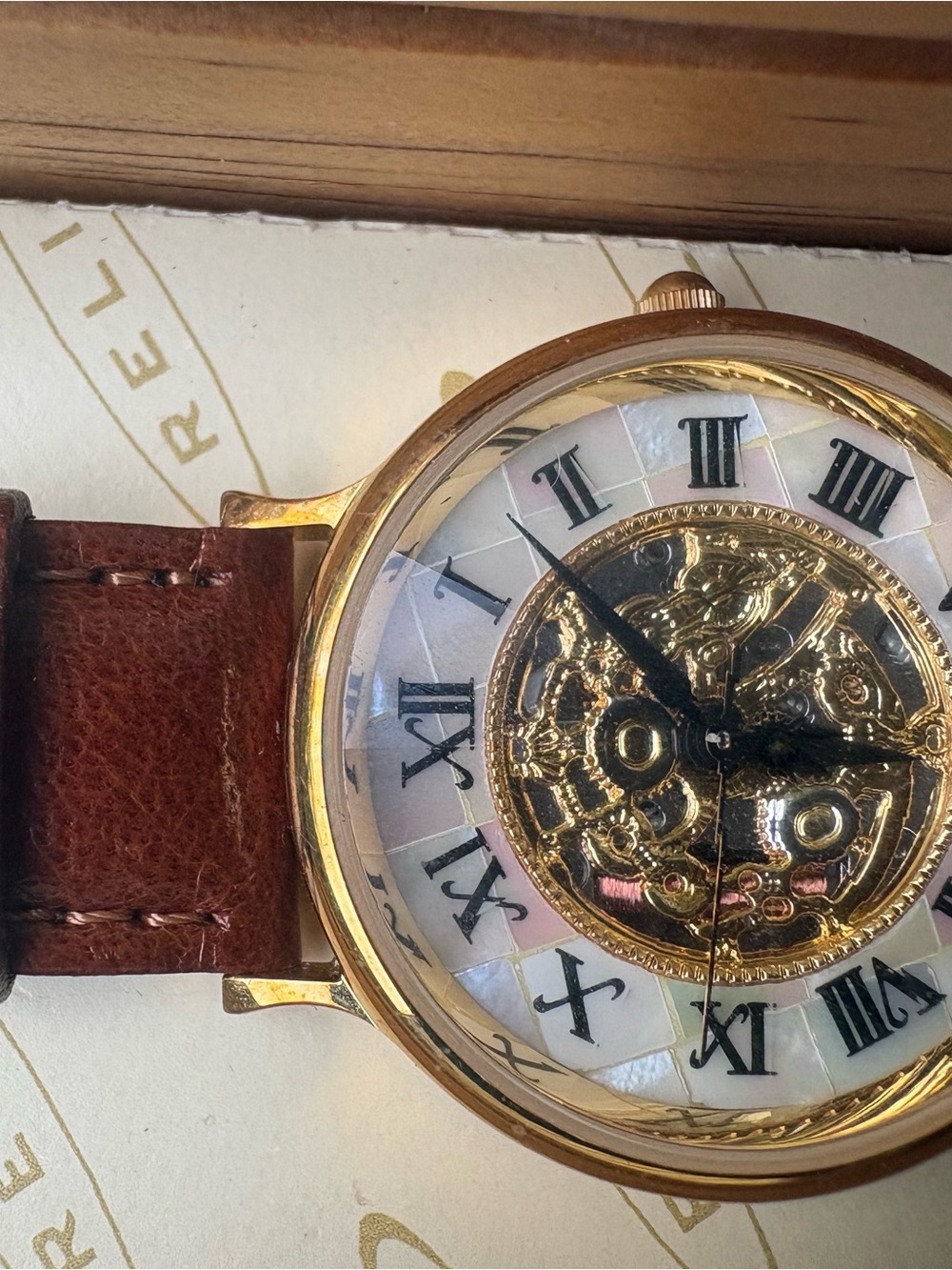 Relic Women's Gold Tone Watch with Brown Leather Strap